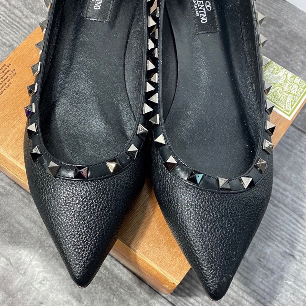 Valentino Rockstud Ballerina Pointed Toe Flats